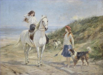 Animal Painting - Tiempo de vacaciones Heywood Hardy mascota para montar a caballo
